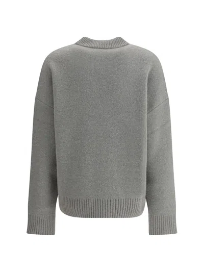 Ami Alexandre Mattiussi Grey Alpaca Ami De Coeur Crewneck Sweater Grey In Gray