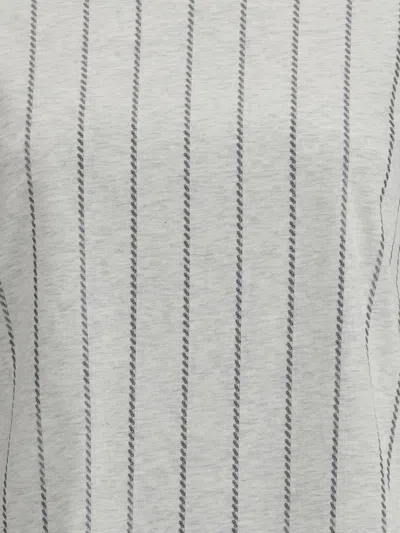 Brunello Cucinelli Women Striped T-shirt With Mini Sequins In Gray