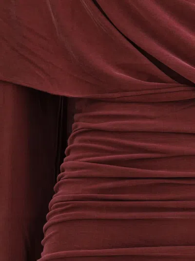 The Andamane Draped Long-sleeve Dress In Red