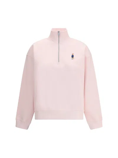 Maison Kitsuné Dressed Fox High Neck And Zip Sweatshirt In Pink