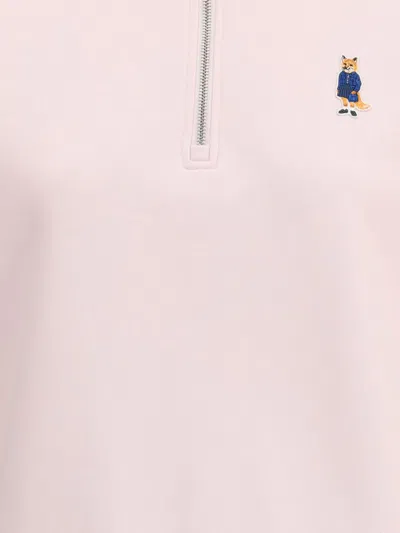 Maison Kitsuné Dressed Fox High Neck And Zip Sweatshirt In Pink