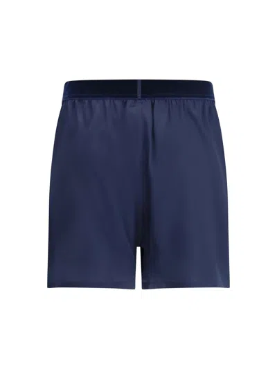 Tom Ford Silk Shorts With Elasticated Waistband And Satin Finish In Blue
