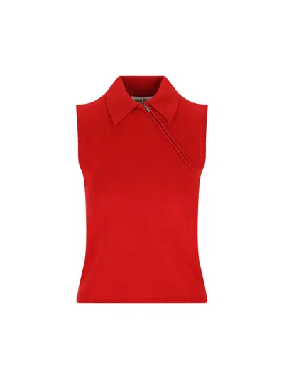 Miu Miu Womens Rosso Sleeveless Polo-collar Cashmere Top In White