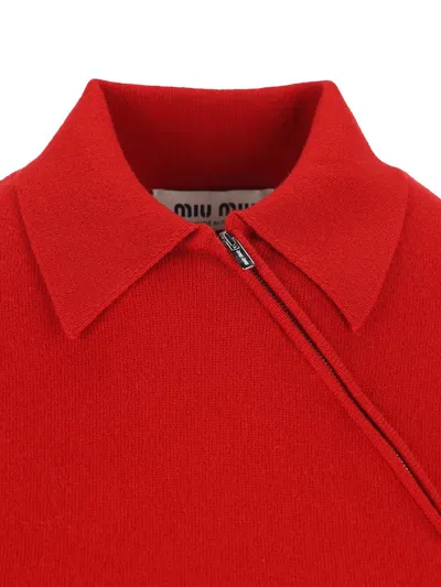 Miu Miu Womens Rosso Sleeveless Polo-collar Cashmere Top In White