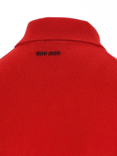 Miu Miu Womens Rosso Sleeveless Polo-collar Cashmere Top In White