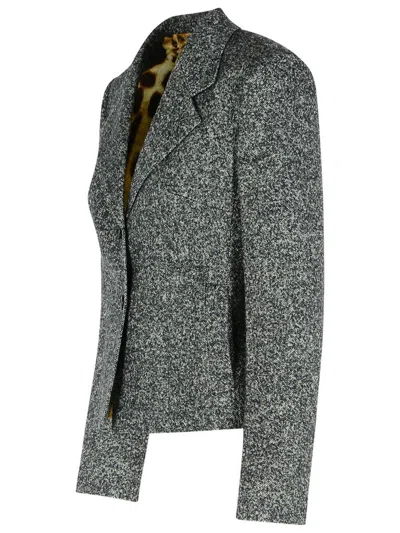 Dolce & Gabbana Two-tone Virgin Wool Blend Jacket In Gray