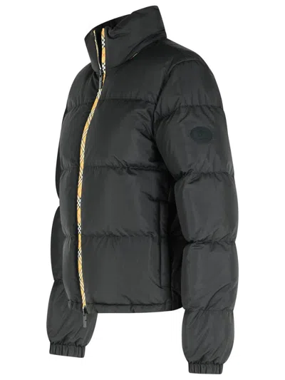 Burberry Puffer Jacket With Concealed Hood In Green