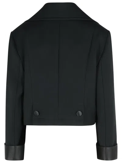 Dolce & Gabbana Cropped Double-breasted Jacket With Wide Lapels In Black