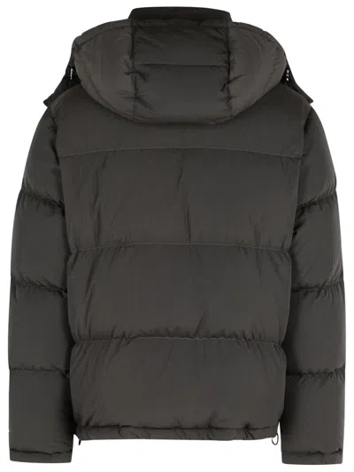 Dolce & Gabbana Padded High Collar Hooded Jacket With Zip Pockets In Black