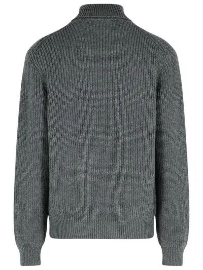 Dolce & Gabbana Ribbed Texture Wool Turtleneck Sweater In Gray