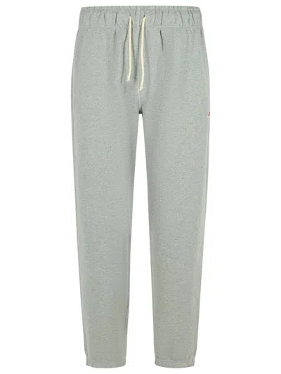 New Balance Cotton Trousers With Elastic Waistband And Pockets In Gray