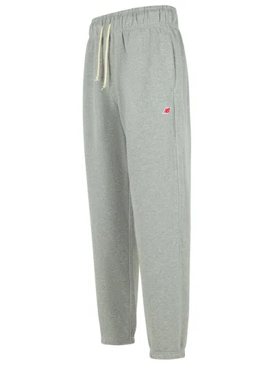 New Balance Cotton Trousers With Elastic Waistband And Pockets In Gray