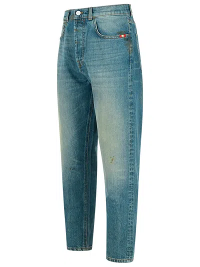 Amish Light Blue Cotton Jeans In Blue
