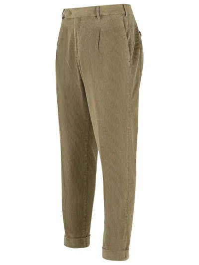 Pt Torino Tailored Trousers With Subtle Corduroy Texture And Comfortable Fit In Brown
