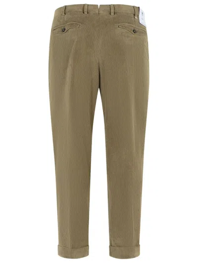 Pt Torino Tailored Trousers With Subtle Corduroy Texture And Comfortable Fit In Brown