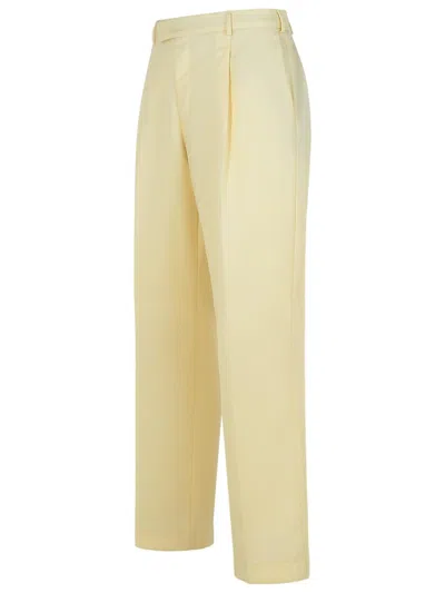 Pt Torino Ivory Virgin Wool Trousers In Neutral