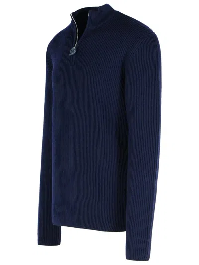Dolce & Gabbana Wool Sweater High Collar Long Sleeves In Blue