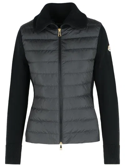 Moncler Black Virgin Wool Blend Jacket In Black