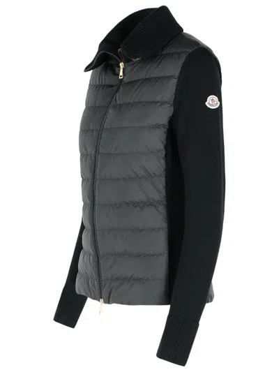 Moncler Black Virgin Wool Blend Jacket In Black