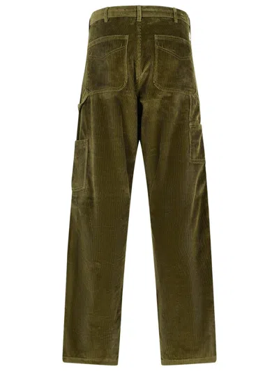 Moncler Corduroy Pants Featuring Pockets In Green