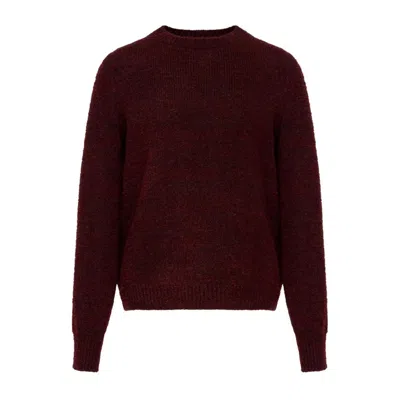 Maison Margiela Dropped Shoulder Burgundy Wool Sweater With Ribbed Details In Burgundy