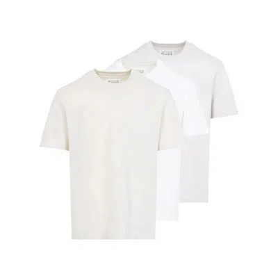 Maison Margiela Men's Set Of Three Cotton T-shirts | Size Small | S50gc0710s23973 Color 968 In White