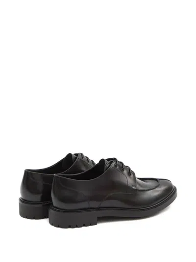 Saint Laurent Smooth Leather Linen Derbies Shoes In Black