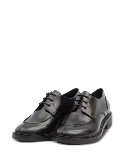 Saint Laurent Smooth Leather Linen Derbies Shoes In Black