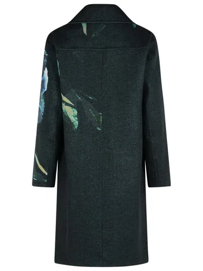 Dries Van Noten Cotton Blend Coat Floral Pattern In Green