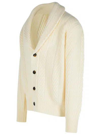 Eleventy Ivory Wool Blend Cardigan Men In Gold
