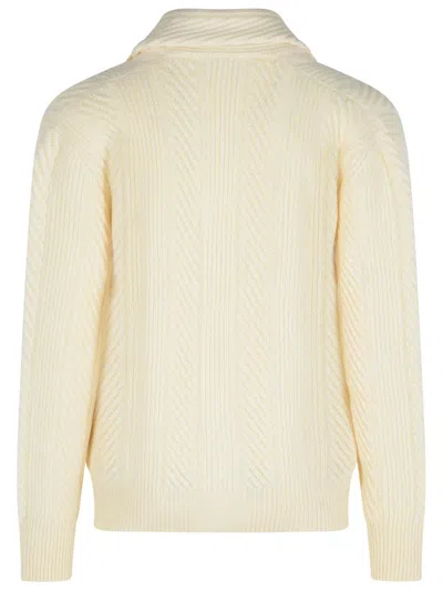 Eleventy Ivory Wool Blend Cardigan Men In Gold