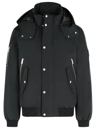Moose Knuckles Hooded Polyester Jacket D-ring Detail In Black
