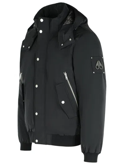 Moose Knuckles Hooded Polyester Jacket D-ring Detail In Black