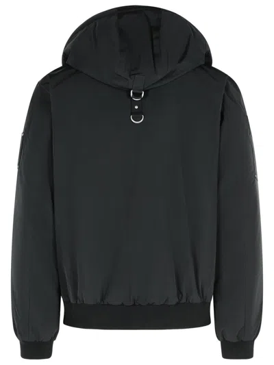 Moose Knuckles Hooded Polyester Jacket D-ring Detail In Black