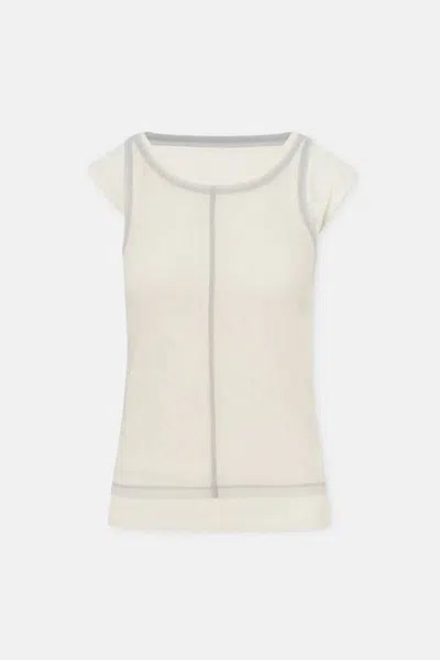 La Piscine Seam-detail T-shirt In White