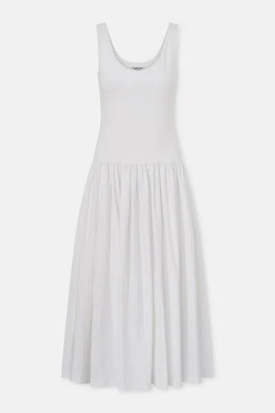 La Piscine Gathered Midi Dress In White