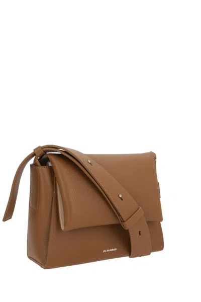Jil Sander Messenger Brown Leather Crossbody Bag In Brown
