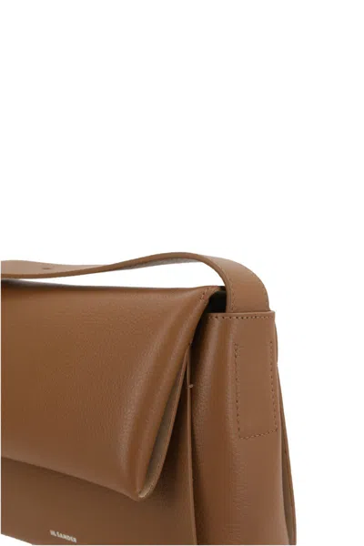 Jil Sander Messenger Brown Leather Crossbody Bag In Brown
