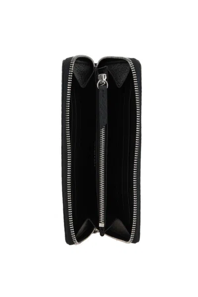 Maison Margiela Textured Black Leather Zip-around Wallet With Minimalist Design In Black