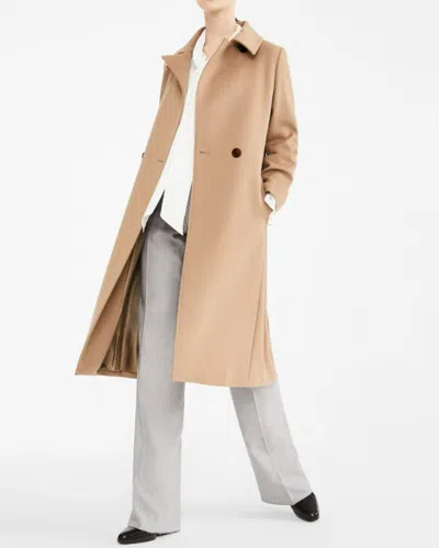 Max Mara Draped Wool Coat With Belt And Pockets In Brown