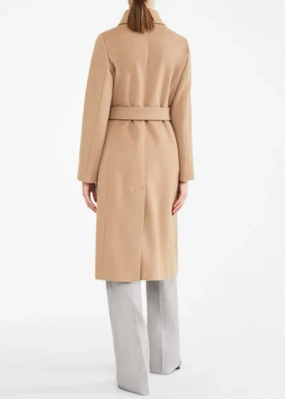 Max Mara Draped Wool Coat With Belt And Pockets In Brown