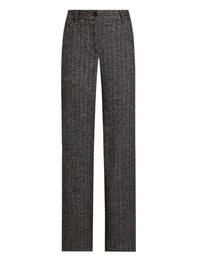 Dolce & Gabbana Wool Trousers With Textured Fabric And Pockets In Gray