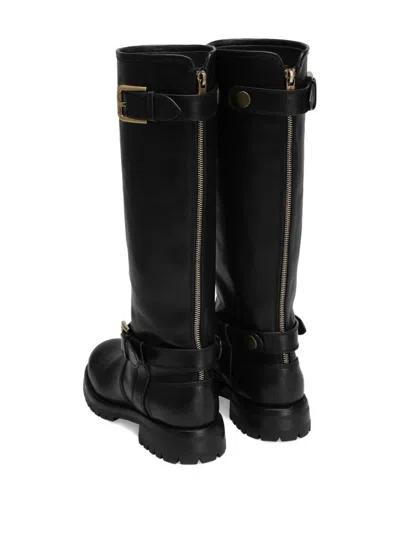 Dolce & Gabbana Buckle Lug Mid-calf Round Toe Boots In Black