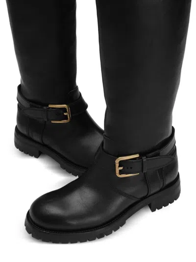 Dolce & Gabbana Buckle Lug Mid-calf Round Toe Boots In Black