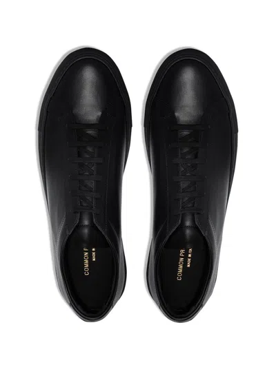 Common Projects Bball Low Bumpy Leather Sneakers In Black