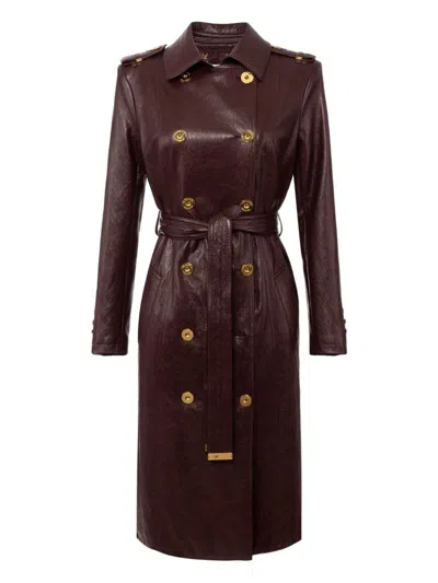 Elisabetta Franchi Double-breasted Coat With Epaulettes And Pockets In Purple