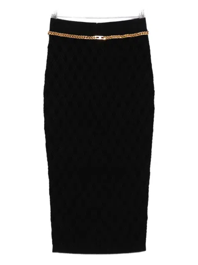 Elisabetta Franchi Chain-embellished Geometric Midi Skirt In Black