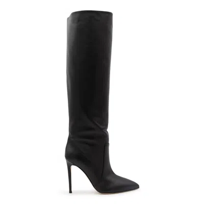 Paris Texas Arrow Toe Stiletto Boots In Black Leather