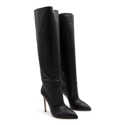 Paris Texas Arrow Toe Stiletto Boots In Black Leather