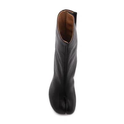 Maison Margiela Black Leather Tabi Boots In Black